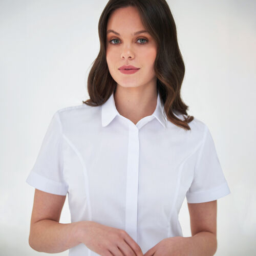 Brook Taverner Ladies Soave Short Sleeve Poplin Shirt Thumbnail
