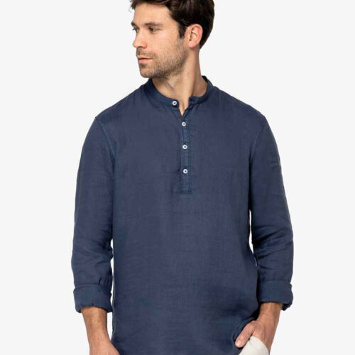 Native Spirit Washed Mao Collar Shirt Thumbnail